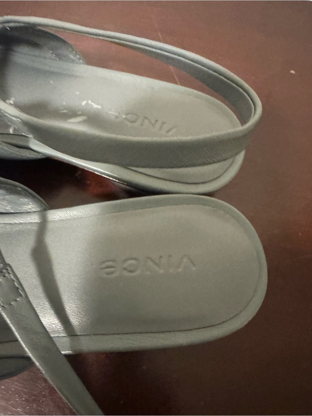 Vince Ruched Square-Toe Slingback Flats in gray/grey /blue - Picture 3 of 4